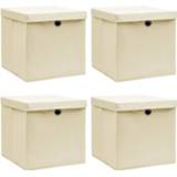 👉 Opbergbox stof active Opbergboxen met deksel 4 st 32x32x32 cm crème 8719883891279