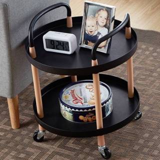 👉 Trolley zwart active haken Luxe Beweegbare Eenvoudige Keuken Woonkamer Opslag Theeservies Rek, Grootte: Twee Lagen (Athene Zwart)