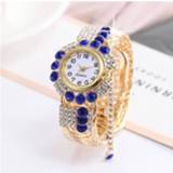 👉 Quartz horloge blauw diamanten active vrouwen Dames armbandhorloge Persoonlijkheid Wild met hanger (blauw)
