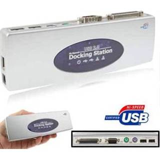 👉 Dockingstation zilver active Hi-speed USB 2.0 met 8 poorten (2xUSB + PS2 Mouse Keyboard RS232 DB25 LAN stroomopwaarts), 6922110023370