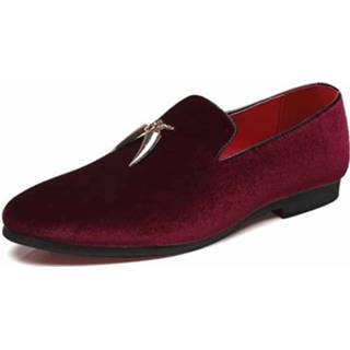 👉 Instappers rood suede 43 active mannen Casual Sickle Herenschoenen Platte Instapper Puntschoen Jurk Schoenen Loafer, Maat: (Rood) 6922182040404