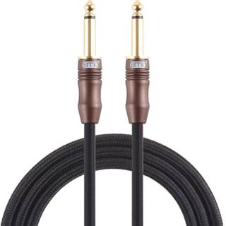 👉 Audiokabel zwart katoen active mannen EMK 6.35mm man-vrouw 3 sectie vergulde stekker gevlochten voor gitaar versterker mixer, lengte: 1.5 m (zwart) 6922537271613