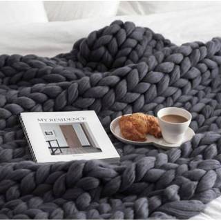 👉 Polyester deken grijs active Mode handgemaakte deken, maat: 200x200cm (donkergrijs)