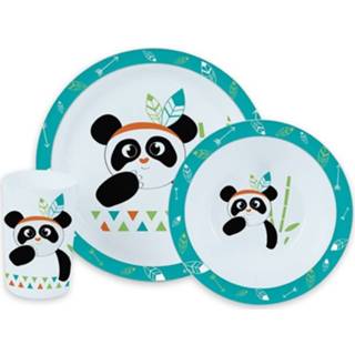 👉 Kinderservies kunststof multikleur kinderen Panda Thema Set 3-delig Bord/kom/beker - Zoogdieren Ontbijtservies 8719538969100