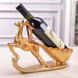 👉 Ornament goud active Creative Sika Deer Shape Wine Shelf Drain Rack Bottle Holder Woonkamer Ornamenten Gift (Gold) 6922710983401