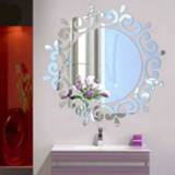 👉 Muursticker vinyl zilver active Flower Vine Dressing Up Mirror Art Mural Decor Plafond (Zilver)