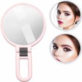 👉 Spiegel roze active Schoonheid>Spiegel Draagbare handheld opvouwbare verstelbare mount vergrotende make-up spiegel, grootte: 2 keer (roze)