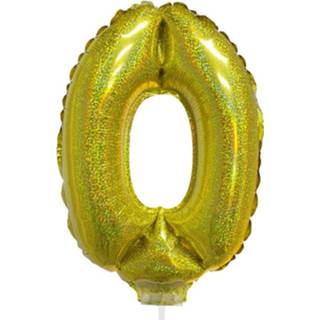 Folie goud active ballon 41cm op stokje glitter 8712364857092