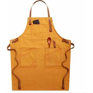 👉 Schort geel active Huishoudelijke denim Barista Floral Tea Shop kapper werkkleding, specificatie: volwassen versie (geel)