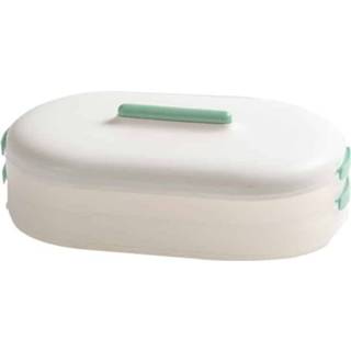 👉 Koelkast wit groen active Anti-stick Dumpling Box Gelaagde opslag Voedselconserveringsdoos Twee lagen met deksel (wit groen)