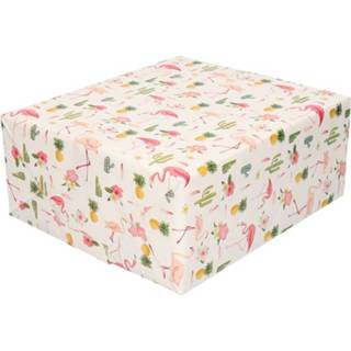 👉 Inpakpapier roze Inpakpapier/cadeaupapier Tropische Print Flamingo 200 X 70 Cm - Kadopapier/cadeaupapier/papier 8720147279108