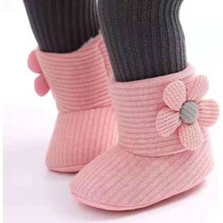 👉 Roze 11 active baby's Baby Warme Fleece Knit Booties Wiegschoenen, Maat: (Roze)