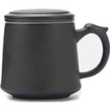 👉 Zwart aardewerk active Grof Mok met grote capaciteit Waterbeker Reistheeset, filter en deksel&handige tas (zwart) 6922531945695