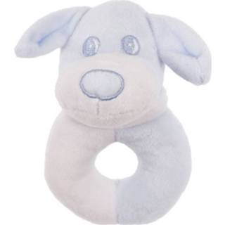 Rammelaar wit blauw polyester Soft Touch Puppy 12 Cm Wit/blauw 5023797304002