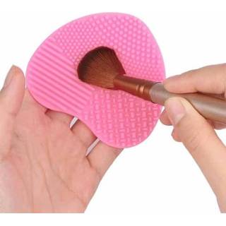 Wasborstel roze active Schoonheid>Make-up kwasten Hartvorm Schone make-up Silica Handschoen Scrubber Board Cosmetische reinigingsgereedschap (roze)