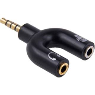 3,5 mm stereo male naar 3,5 mm hoofdtelefoon en microfoon vrouwelijke splitter-adapter (zwart)