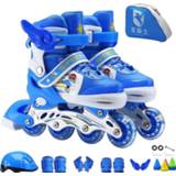 👉 Rolschaats blauw m active entertainment kinderen Verstelbare full-flash enkele rij vierwielige rolschaatsen schaatsen schoenen luxe set, maat: (blauw) 6922737178699