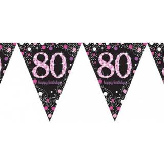 👉 Vlaggenlijn roze active Mooie 80 jaar Sparkling pink 4 meter voor feesten 8713647912958