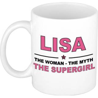 👉 Koffiemok multi keramiek vrouwen Namen / theebeker Lisa The woman, myth supergirl 300 ml