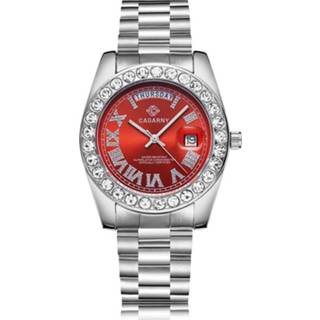 👉 CAGARNY 6866 Fashion Life waterdicht zilveren stalen band quartz horloge (rood)