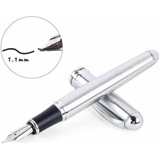 👉 Briefpapier zilver medium active schoolbenodigdheden X750 Roestvrijstalen Vulpen Penpunt Inktpennen School Oiifice Gift, Penpuntgrootte: 1,1 mm (zilver)