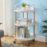 👉 Trolley wit active haken Luxe Beweegbare Eenvoudige Keuken Woonkamer Opslag Theeservies Rek, Grootte: Drie Lagen (Athene Wit)