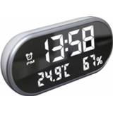👉 Spiegel wit active LED Dual USB voor opladen Wekker Thermometer en Hygrometer (Wit met 2 Kleur Lichten)