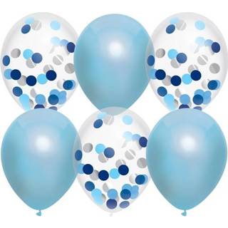 👉 Geboorte ballon blauw active Mooie ballonnen met confetti mix 6 stuks 8711319393425