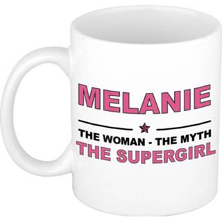 👉 Koffiemok multi keramiek vrouwen Namen / theebeker Melanie The woman, myth supergirl 300 ml