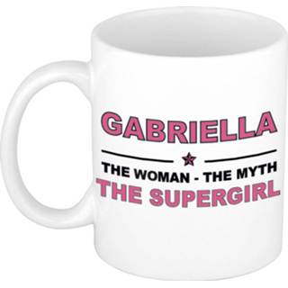 👉 Koffiemok multi keramiek vrouwen Namen / theebeker Gabriella The woman, myth supergirl 300 ml