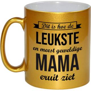 👉 Koffiemok gouden active leukste en meest geweldige mama cadeau / theebeker 330 ml