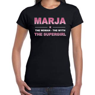 👉 Shirt active vrouwen zwart Naam cadeau t-shirt / Marja - the supergirl voor dames