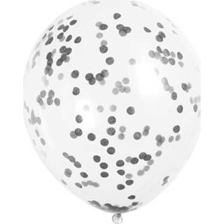 👉 Ballon zwarte active Zakje doorzichtige confetti ballonnen met 30cm 6 stuks