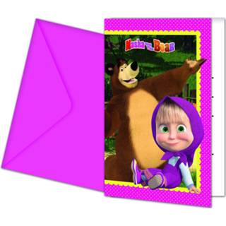 Envelop active kinderen Leuke Masha en de beer uitnodigingen met kinderfeest 6 stuks 5201184865620