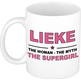 👉 Koffiemok multi keramiek vrouwen Namen / theebeker Lieke The woman, myth supergirl 300 ml