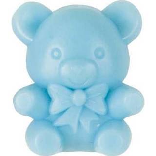 Teddybeer blauwe plastic active teddyberen per 16 stuks