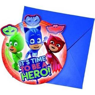 Envelop active kinderen Leuke PJ Masks uitnodigingen kinderfeest met 6 stuks 5201184886359