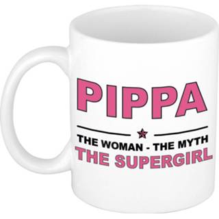 👉 Koffiemok multi keramiek vrouwen Namen / theebeker Pippa The woman, myth supergirl 300 ml