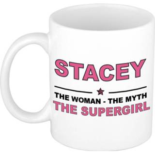👉 Koffiemok multi keramiek vrouwen Namen / theebeker Stacey The woman, myth supergirl 300 ml