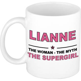 👉 Koffiemok multi keramiek vrouwen Namen / theebeker Lianne The woman, myth supergirl 300 ml