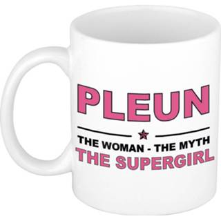 👉 Koffiemok multi keramiek vrouwen Namen / theebeker Pleun The woman, myth supergirl 300 ml