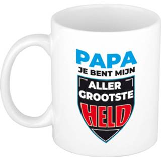 👉 Beker active wit Papa je bent mijn allergrootste held cadeau mok / 300 ml