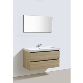👉 Badmeubel active Trendline 100 cm light wood met 2 kraangaten