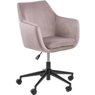👉 Bureaustoel fluweel stof roze 24designs Dustin Velvet - Poederroze 5-teens Kruispoot Op Wielen 8720143245497