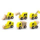 👉 Geel houten Viga Toys Bouwvoertuigen 6-delig 6934510505417