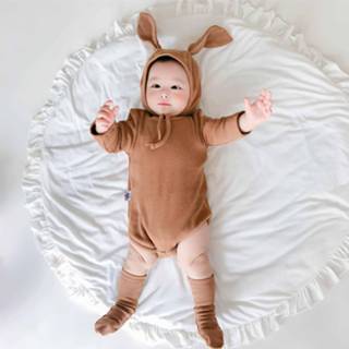 👉 Rompertje bruin lycra active schoonheid baby's 3 in 1 herfst baby konijnvormige katoenen pitstrip romper met hoed en sokken set (kleur: maat: 66cm)