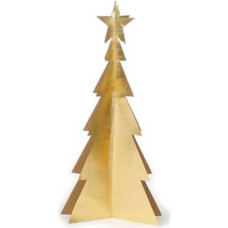 👉 Kerst boom gouden active mini kerstboompjes voor op tafel/vensterbank 34 cm