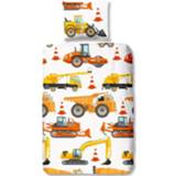 👉 Dekbedovertrek katoen multikleur Good Morning Working - 1-persoons (140x200/220 Cm + 1 Sloop) Multi 8717285169675