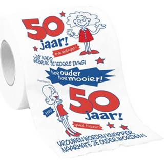 Papier multikleur vrouwen Toiletpapier/wc-papier 50 Jaar Vrouw Met Grappige Tekst - 50e Verjaardag Versiering / Decoratie 8718758071556