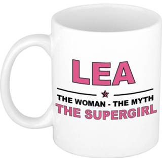 👉 Koffiemok multi keramiek vrouwen Namen / theebeker Lea The woman, myth supergirl 300 ml